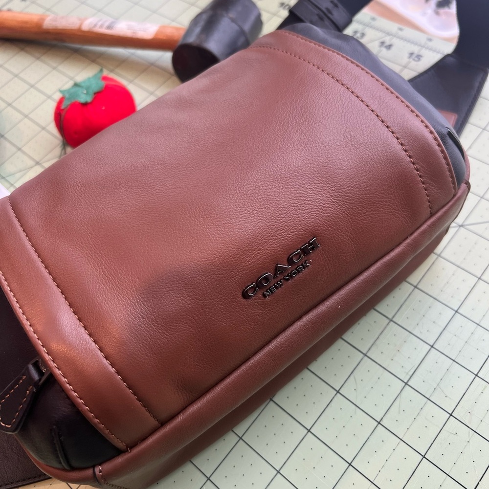 Coach Brown and Black Belt Bag with Polished Leather Finish - Picture 2 of 3